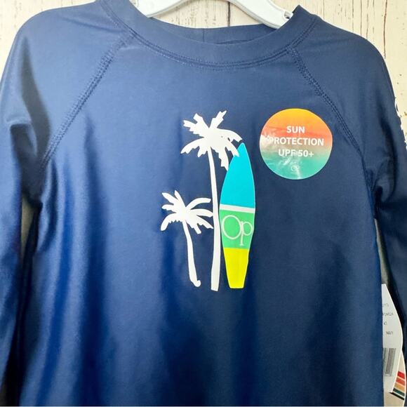 Ocean Pacific Toddler Long Sleeve Navy  Sun Protection Swim Top  UPF 50+  Sz 4T - Picture 8 of 11